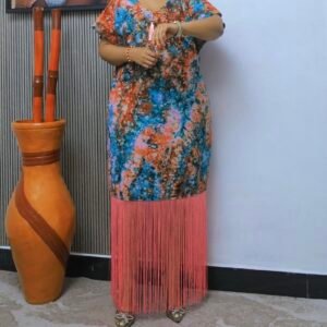 SUNBURST ADIRE FRINGE DRESS - Image 5