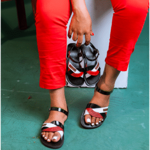 Zola Red Leather Slides | Handmade African Sandals | Afro-Modern Footwear - Image 9