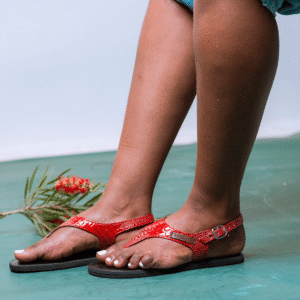 Umoyo Red Leather Slides | Handmade African Sandals | Viatu vya Ngozi - Image 1