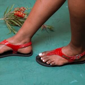 Umoyo Red Leather Slides | Handmade African Sandals | Viatu vya Ngozi - Image 4